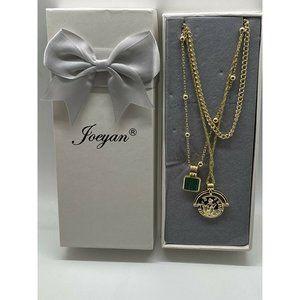 NIB Joeyan Gold Tone Roman Coin Multilayer Necklac